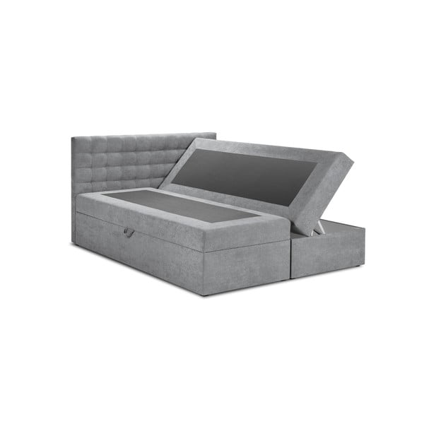 Szürke boxspring ágy tárolóhellyel 200x200 cm Jade – Mazzini Beds-image-2