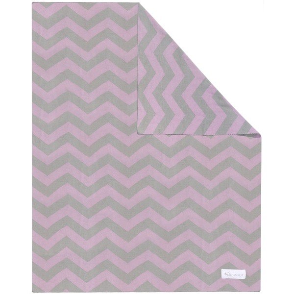 Zigzag rózsaszín-szürke pamut gyerek takaró, 80 x 100 cm - Kindsgut-image-2