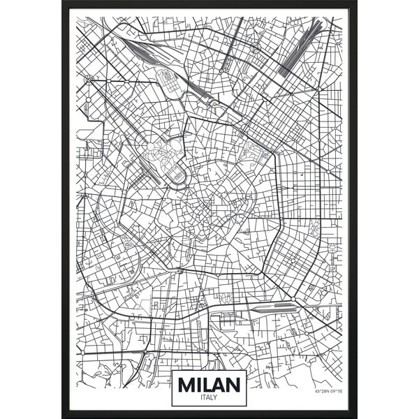 MAP/MILAN keretezett fali kép, 70 x 100 cm