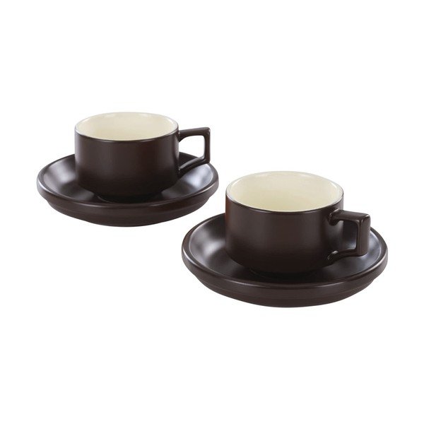 Barna kerámia csésze szett 4 db-os csészealjjal 300 ml Thelma – Jotex