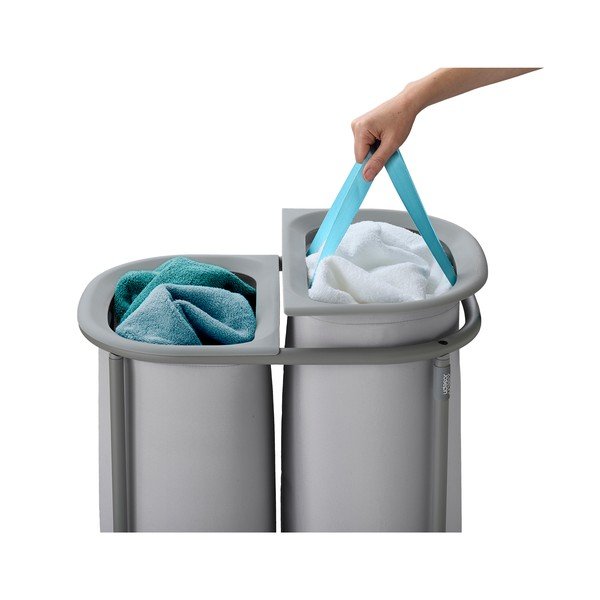 Világosszürke textil szennyeskosár 2x40 l Duo – Joseph Joseph-image-3