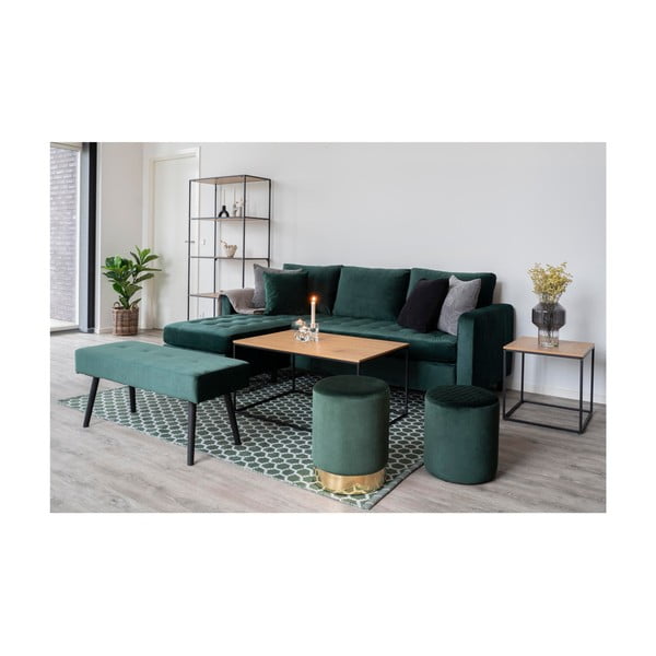 Vita dohányzóasztal fekete acél kerettel és tölgyfa dekoros asztallappal, 90 x 60 cm - House Nordic-image-4