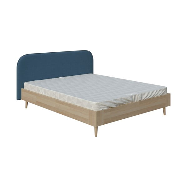 Lagom Plain Wood kék kétszemélyes ágy, 140 x 200 cm - AzAlvásért