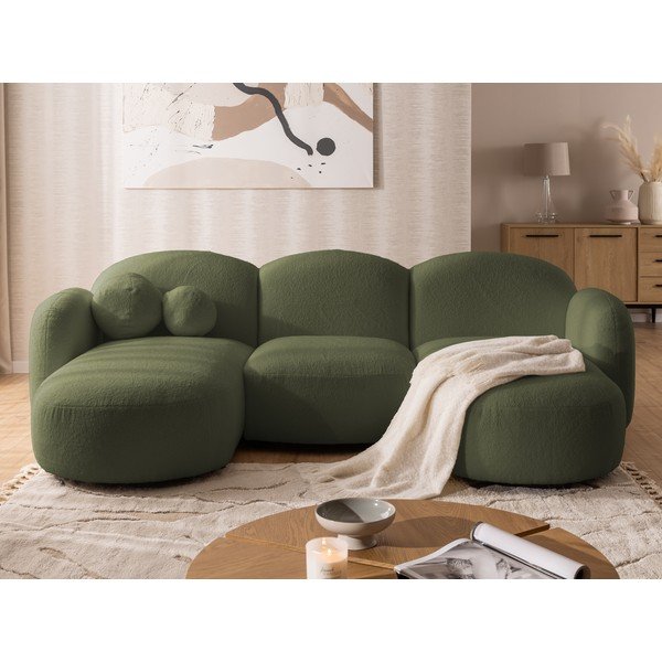 Zöld buklé  sarokkanapé (U alakú) Orbit – Ropez-image-1