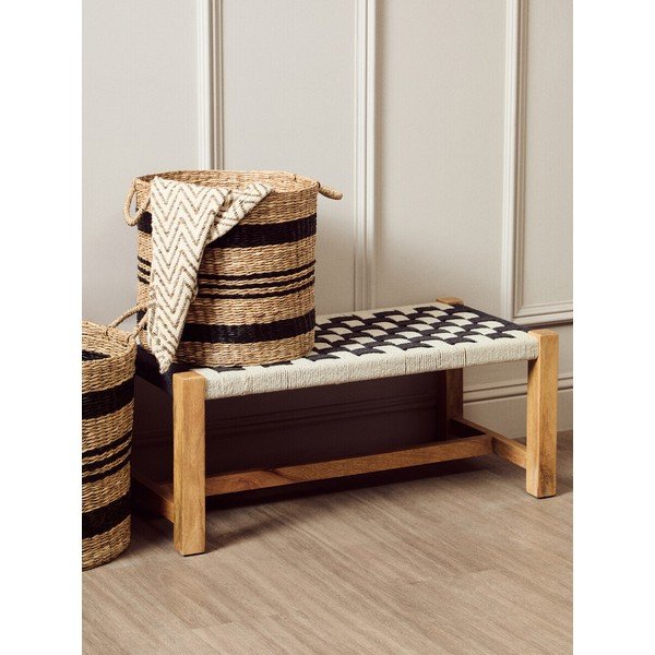 Fekete-fehér tömörfa pad Satna – Premier Housewares-image-1