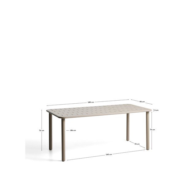 Acél kerti étkezőasztal 90x180 cm Brai – Kave Home-image-1