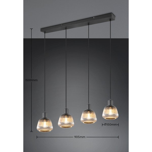 Fekete függőlámpa üveg búrával ø 15 cm Tarifa – Trio-image-4