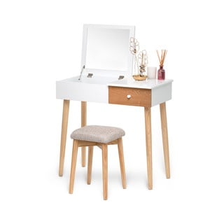 Beauty fehér fésülködőasztal tükörrel, ékszertartóval és ülőkével - Bonami Essentials Beauty