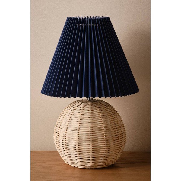 Kék-natúr színű rattan asztali lámpa (magasság 36 cm) Sisal – Jotex-image-2