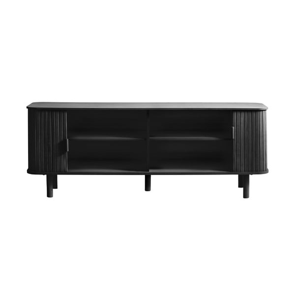 Fekete TV-állvány tölgyfa dekorral 160x56 cm Cavo – Unique Furniture-image-2