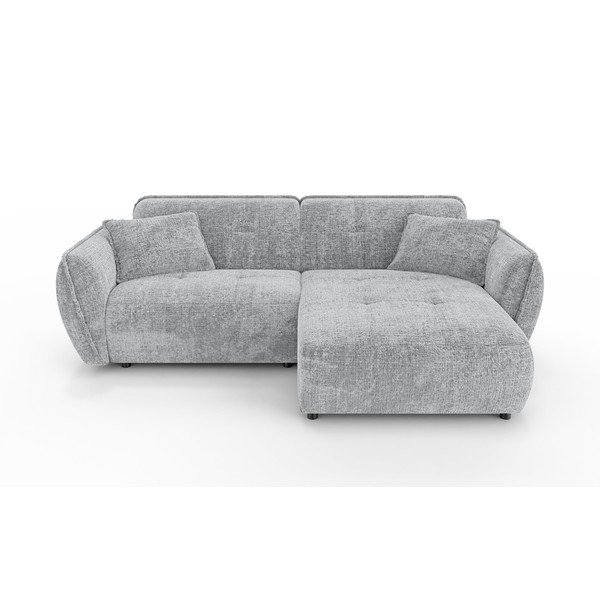 Világosszürke zsenília sarokkanapé (jobb oldali-heverő résszel) Nelia – Ropez