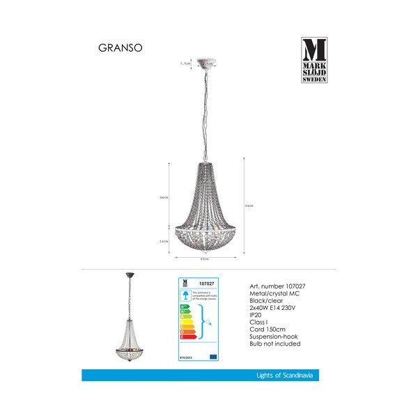 Granso fekete függőlámpa, 40 cm - Markslöjd-image-2