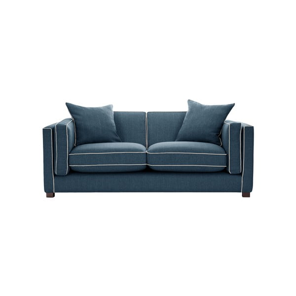 Organdi kék kétszemélyes kanapé krémszín szegéllyel - Rodier Intérieurs