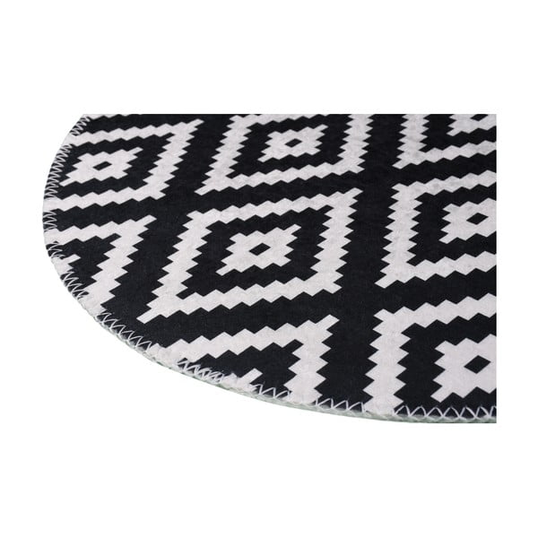 Fekete-fehér mosható kerek szőnyeg ø 120 cm – Vitaus-image-2