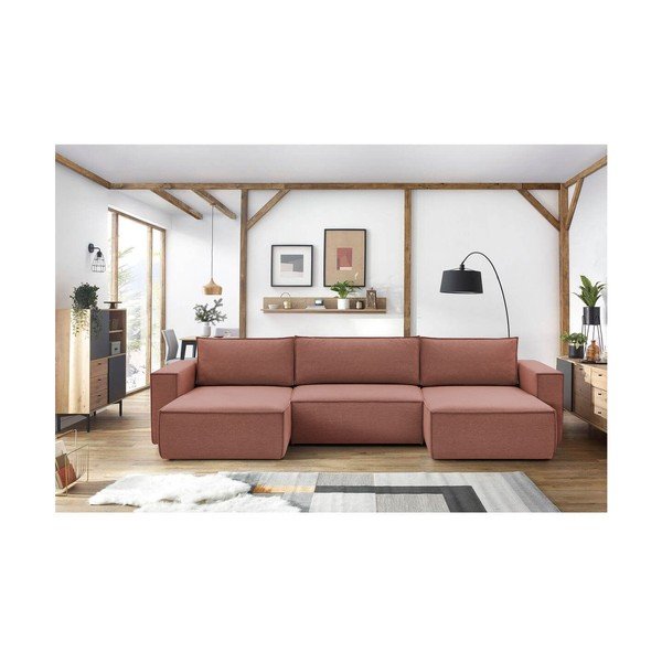 Rózsaszín sarokkanapé ("U" alakú) Nihad – Bobochic Paris-image-1