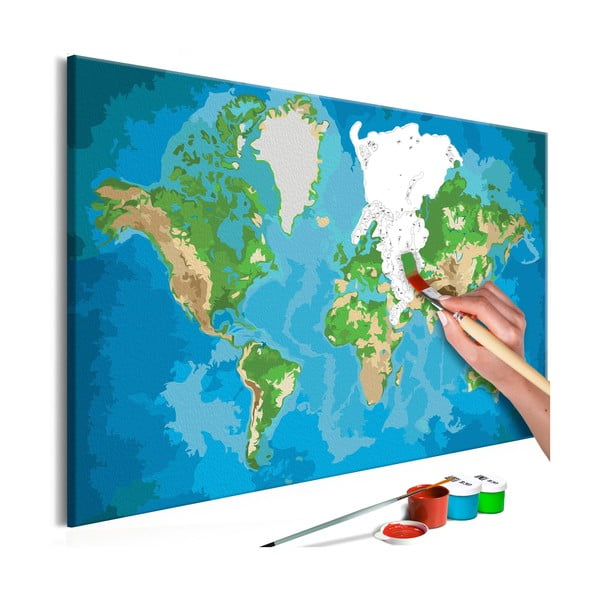 Real Map World DIY készlet, saját vászonkép festése, 60 x 40 cm - Artgeist