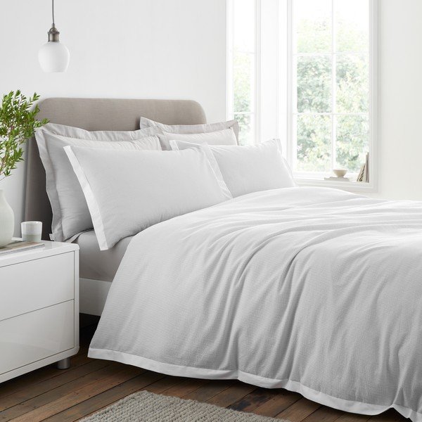 Világosszürke kétszemélyes háromrészes pamut-perkál ágyneműhuzat 200x200 cm Seersucker Woven Stripe – Bianca-image-1