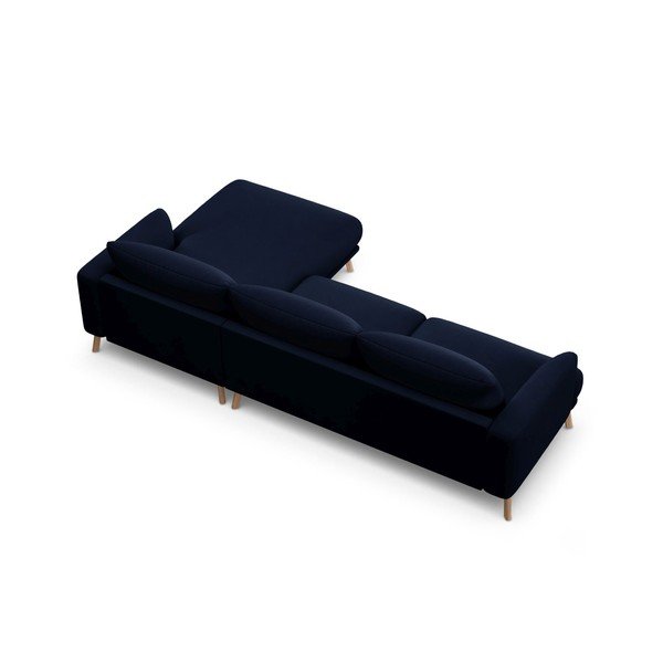 Sötétkék bársony sarokkanapé (jobb oldali-heverő résszel) Naomi – Micadoni -image-3