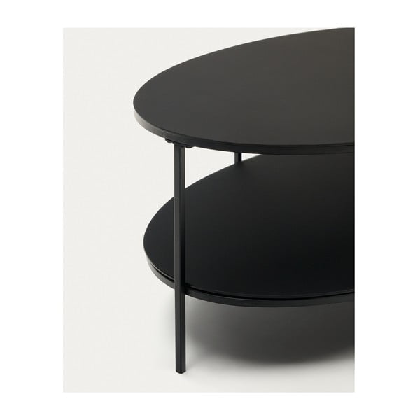 Fekete dohányzóasztal üveg asztallappal 65x110 cm Fideia – Kave Home-image-3