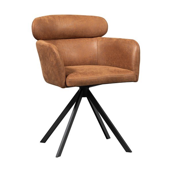 Konyakbarna kárpitozott karfás étkezőfotel Fenne – WOOOD