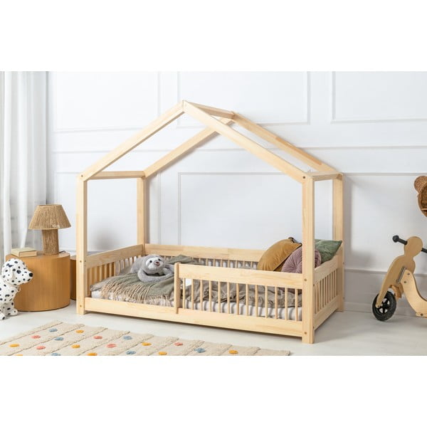 Natúr színű házikó alakú borovi fenyő gyerekágy 120x200 cm Mila RMW – Adeko-image-2