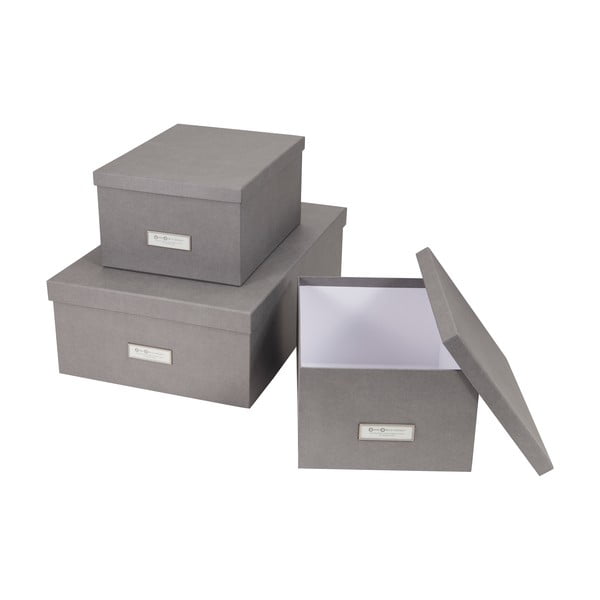 Inge 3 db-os szürke tárolódoboz szett - Bigso Box of Sweden-image-2
