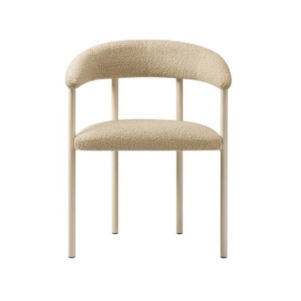 Krémszínű kárpitozott karfás étkezőfotel Lea – Micadoni -image-1