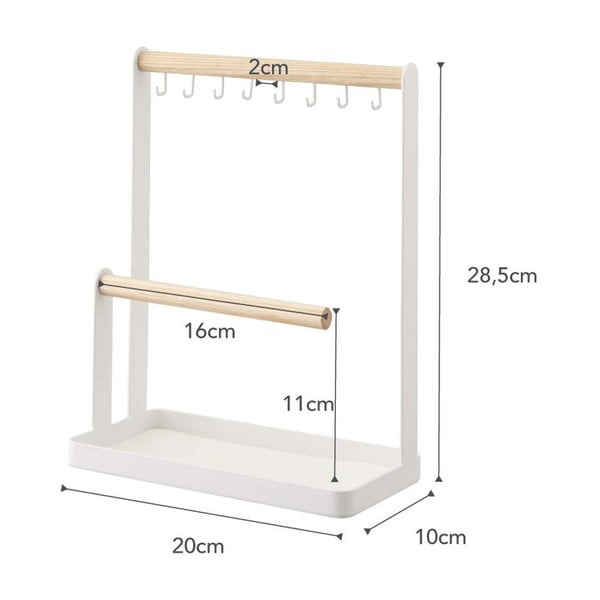 Tosca fehér multifunkciós állvány bükkfa részletekkel - YAMAZAKI-image-3