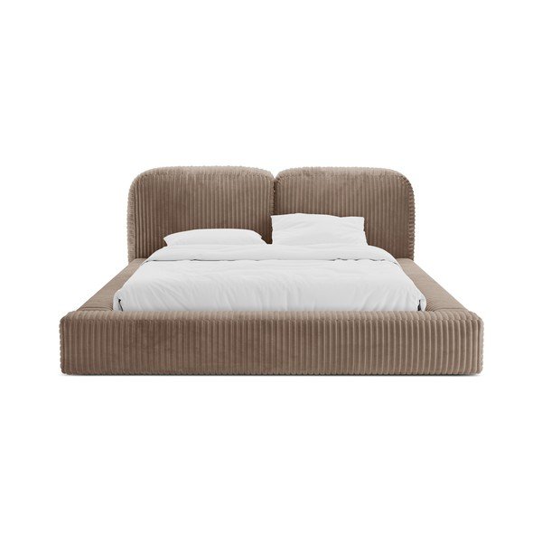 Barna kárpitozott ágyneműtartós franciaágy ágyráccsal 200x200 cm Martina – Micadoni -image-4