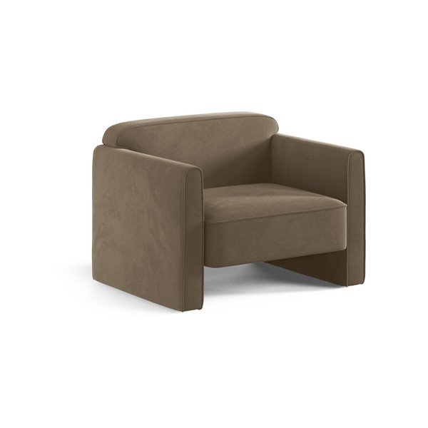 Szürkésbarna bársony fotel Abby – Micadoni 