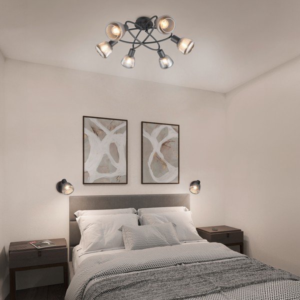 Fekete mennyezeti lámpa üveg búrával Tarifa – Trio-image-1