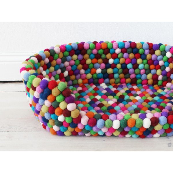 Ball Pet Basket Multi golyós, gyapjú állatfekhely, 80 x 60 cm - Wooldot-image-1