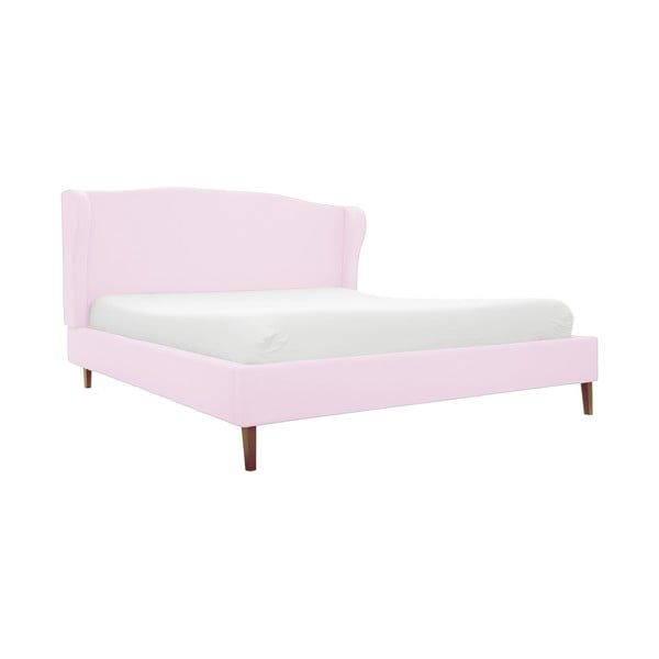 Windsor pasztell rózsaszín ágy természetes lábakkal, 160 x 200 cm - Vivonita