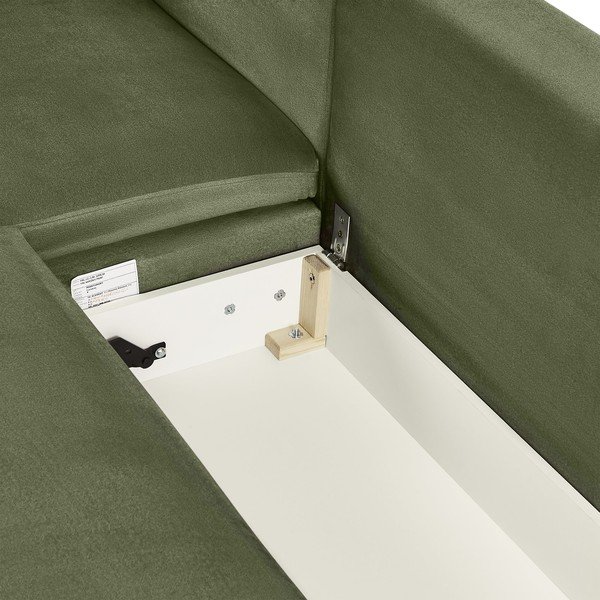 Fira zöld bársony kinyitható sarokkanapé, bal oldalas - Bonami Selection-image-1