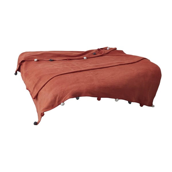 Téglavörös fleece ágytakaró 150x200 cm Pom Pom – Mijolnir
