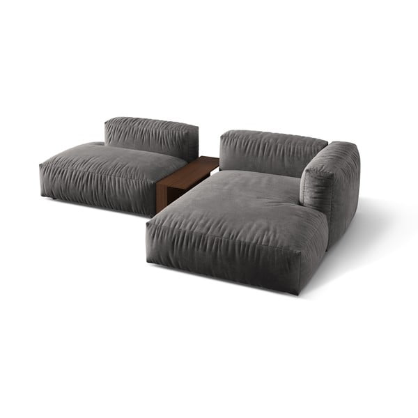 Szürke bársony moduláris sarokkanapé (jobb oldali-heverő résszel) Martina – Micadoni -image-2