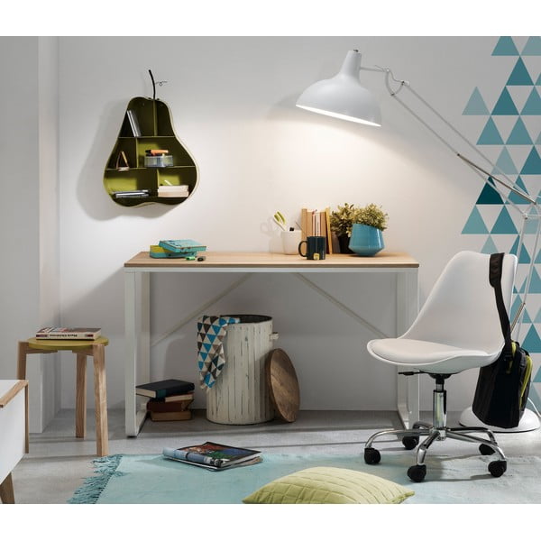 Lisbet fehér íróasztal fa dekoros asztallappal - Kave Home-image-2