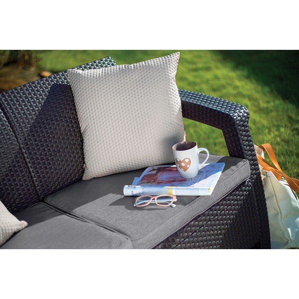 Sötétszürke műrattan kerti kanapé Corfu – Keter-image-2