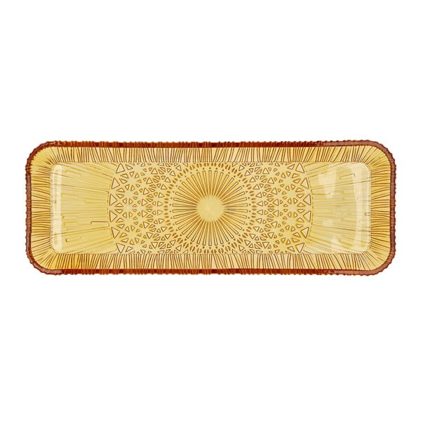 Narancssárga üveg szervírozó tányér 14x38 cm Kusintha – Bitz