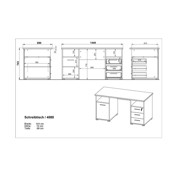 Desk tölgyfamintás íróasztal - Germania-image-4