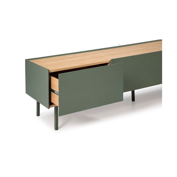 Zöld-natúr színű TV-állvány tölgyfa dekorral 180x45 cm Arista – Teulat-image-4