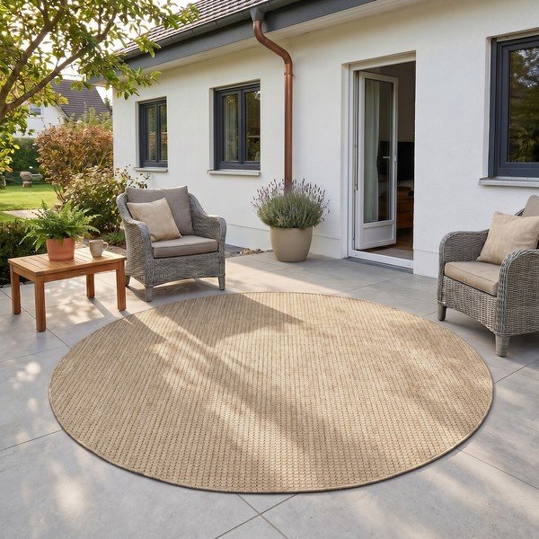 Bézs kerek kültéri-beltéri szőnyeg ø 160 cm Mira 1450 – Ayyildiz Carpets-image-1