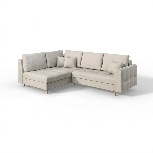 Krémszínű sarokkanapé (bal oldali) Ariella – Ropez