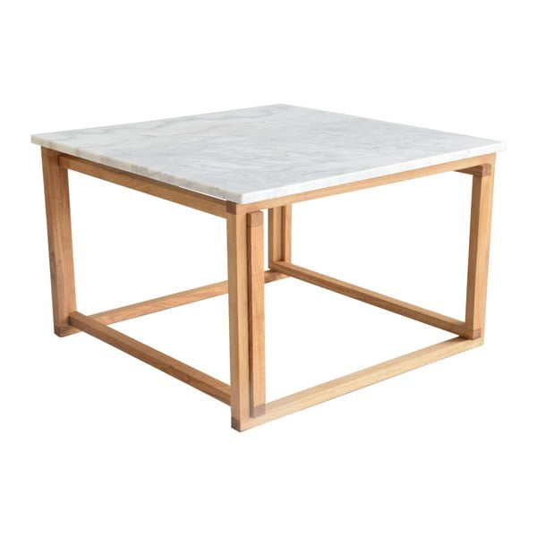 Accent dohányzóasztal fa vázzal és fehér márvány asztallappal - RGE