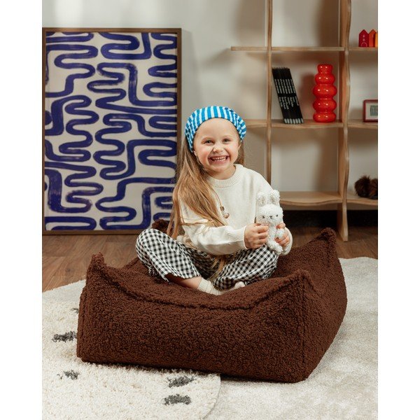 Sötétbarna buklé gyerek puff Warm Hazel – Wigiwama-image-2