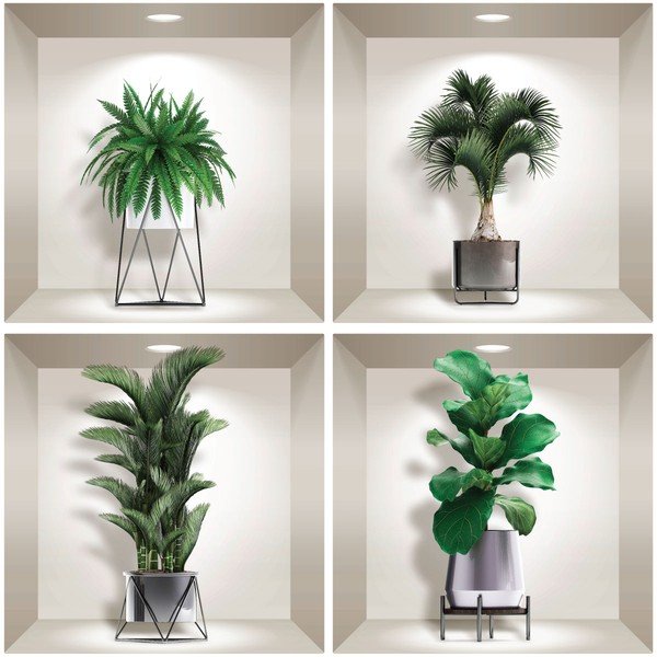Indoor Plants 4 db-os 3D falmatrica szett - Ambiance-image-1