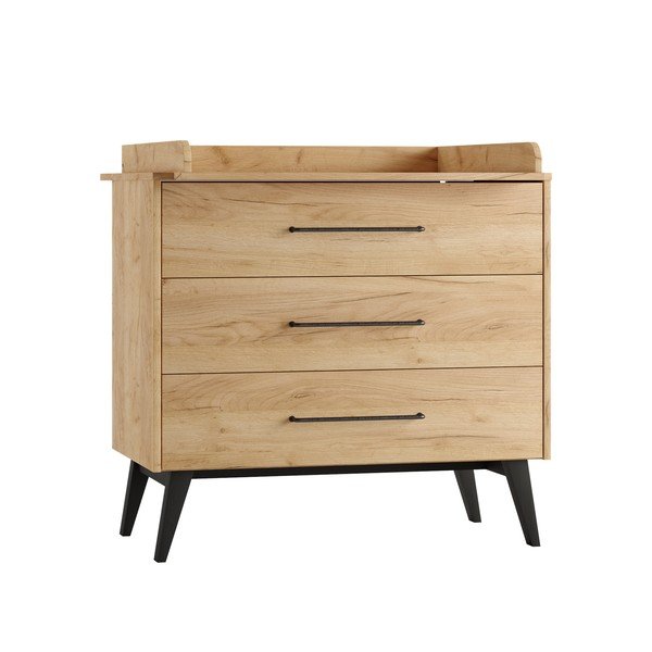 Natúr színű alacsony gyerek komód bükkfa dekorral 100x92 cm Retro – Pinio-image-3