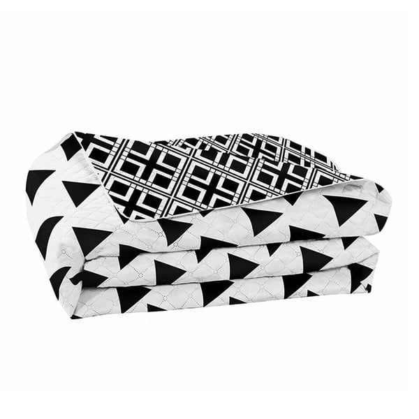 Hypnosis Triangles fekete-fehér kétoldalas mikroszálas ágytakaró, 240 x 260 cm - DecoKing