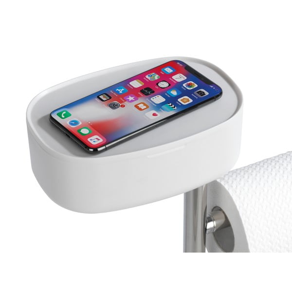 Fehér-ezüstszínű rozsdamentes acél WC-papír tartó állvány tartóval Rivazza – Wenko-image-2