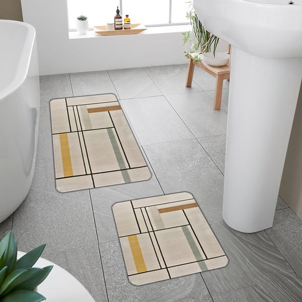 Világosbarna fürdőszobai kilépő szett 2 db-os 60x100 cm – Mila Home-image-4